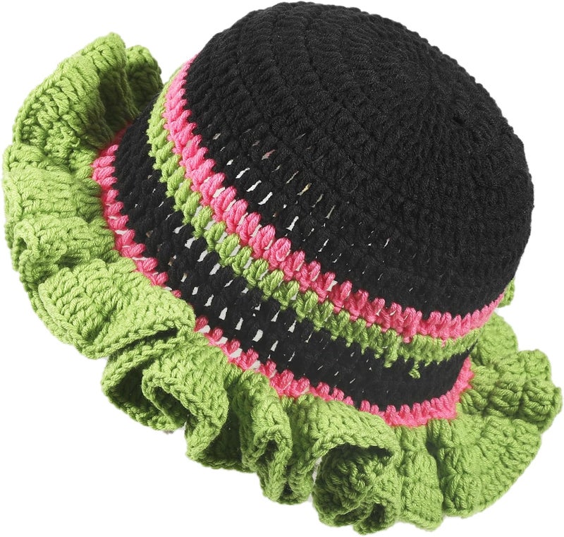 Ahouws Crochet Bucket Hat Women Trendy Knit Floppy Cap Cute Boho Handmade Beanies Outdoor Boho Travel Fishing Hat - Image 1